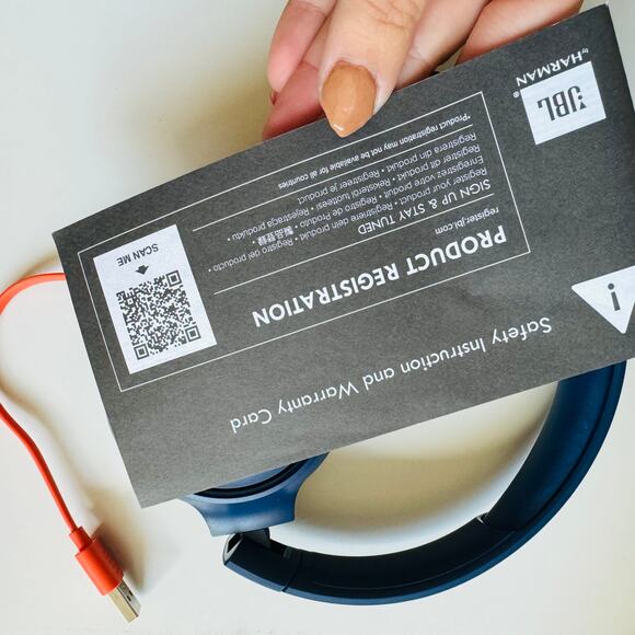 NEW JBL 510T Navy Blue Orange Wireless Bluetooth Over Ear Chunky Headphones - Picture 8 of 14